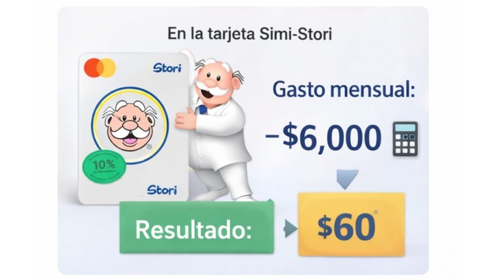 ejemplo cashback tarjeta simi stori 1 por ciento gasto mensual