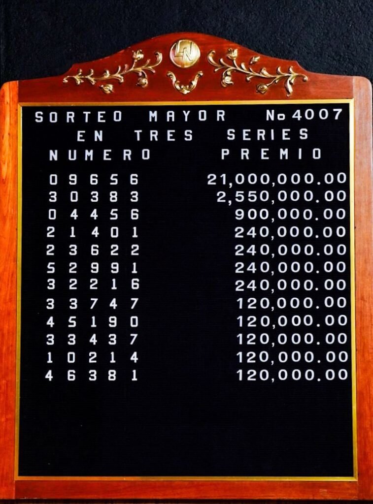 Tabla ganadores sorteo mayor 4007
