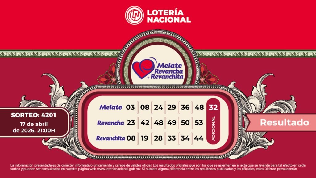 Números sorteados melate 4201