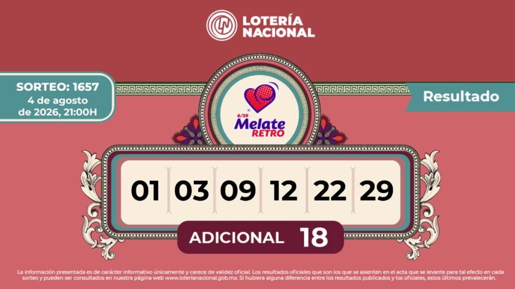 Números ganadores melate retro 1657