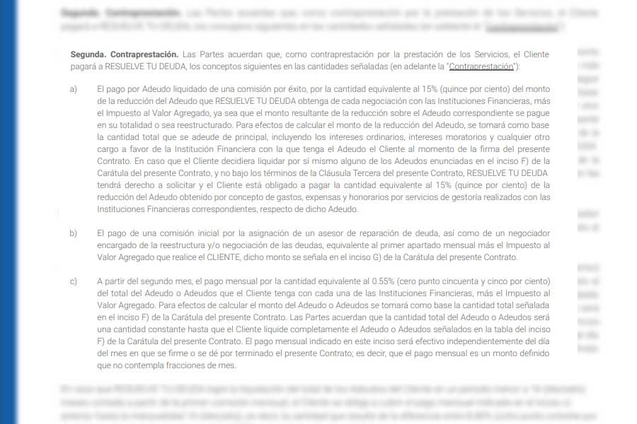 Resuelve tu deuda es buena para salir de Buró pero costoso: Opiniones 6 Resuelve cobra altas comisiones