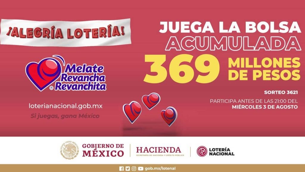 Resultados Melate Revancha y Revanchita 3621 HOY 3 de agosto 2022 en vivo 4 El sorteo juega por 369 millones de pesos