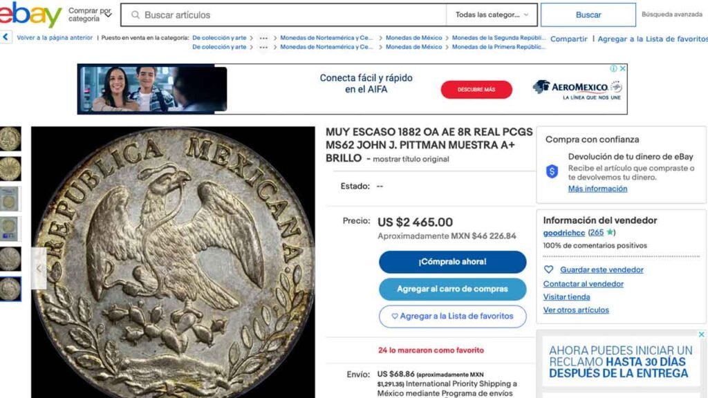 Antigua Moneda de plata mexicana de 1882 se vende en 46 mil pesos entre coleccionistas 2 Una pieza histórica entre las monedas de colección