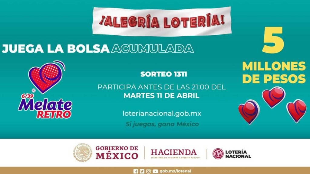 Resultados Melate Retro 1311 hoy 11 de abril de 2023: En vivo 1 Se juega por 5 millones de pesos