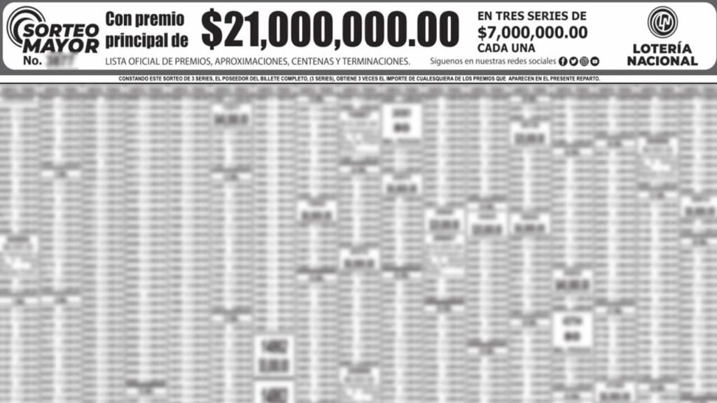 Checa el pdf del sorteo mayor 3881