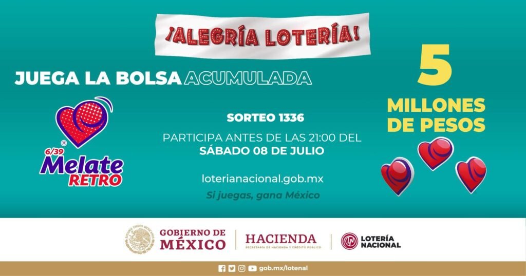 Resultados Melate Retro 1336 sábado 8/07/2023 PDF de premios 1 este sorteo se realiza por millones