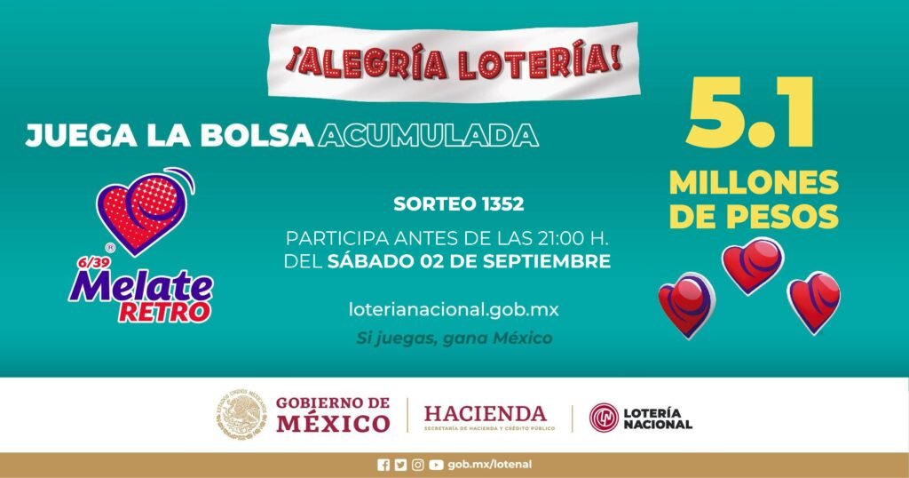 Resultados Melate Retro 1352 sábado 2/09/2023 PDF de premios 1 Este melate se juega por mucho dinero