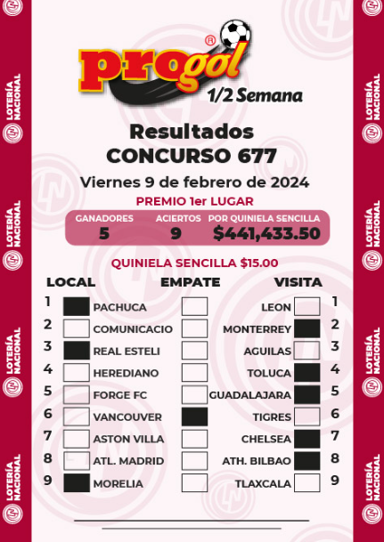 PREMIOS PROGOL 677